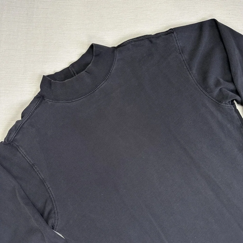Vtg Carhartt Mock Neck Long Sleeve Workwear Shirt Men M Black Fade Distressed